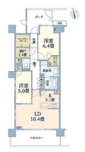 プラウド二子玉川 4階 間取り図