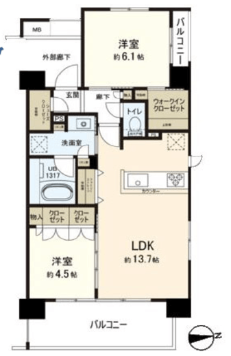 イニシア西日暮里 3階 間取り図