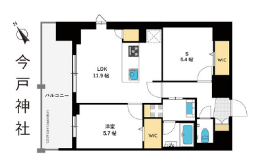 東京マンション 206 間取り図