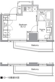 ザ・パークハビオSOHO横浜関内 1401 間取り図