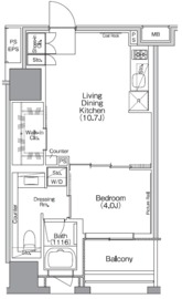 ザ・パークハビオSOHO横浜関内 1403 間取り図