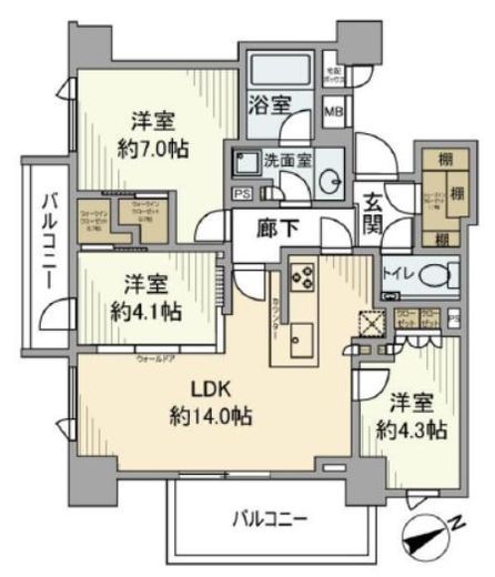 ザ・パークハウス目黒本町 6階 間取り図