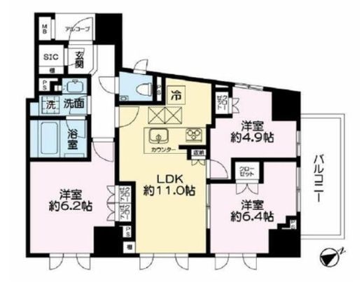 ブランズ巣鴨 3階 間取り図