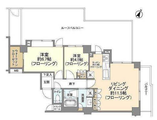 ライオンズ雪が谷大塚レジデンス 5階 間取り図