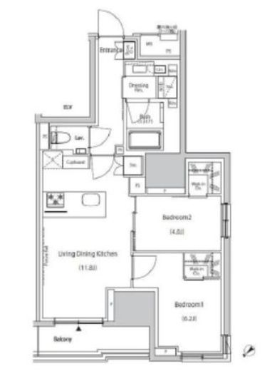 ザ・パークハビオ市ヶ谷ウエスト 1302 間取り図