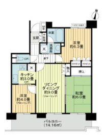 横浜伊勢佐木南パークホームズ 9階 間取り図