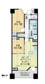 ライオンズ武蔵中原ステーションプラザ 5階 間取り図