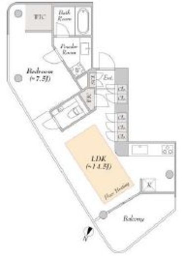 LUMIEC suite AZABUJUBAN (ルミークスイート麻布十番) 701 間取り図