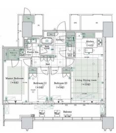 パークコート文京小石川ザ・タワー 21階 間取り図
