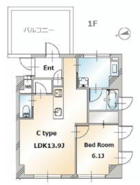 ドミールDuo自由が丘 1階 間取り図