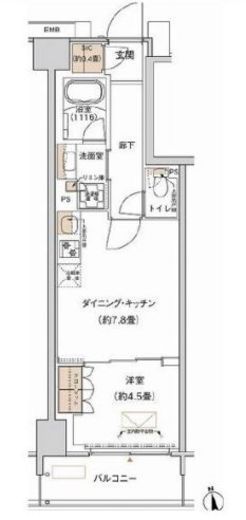 プライムネクサス大森北 405 間取り図