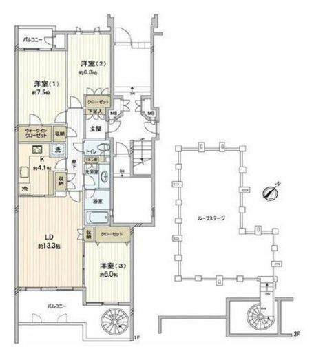 ガーデンズ綱島コートステージ 3階 間取り図