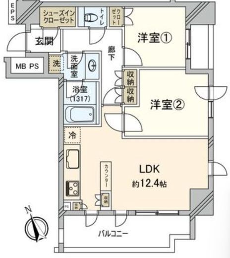 サンウッド吉祥寺フラッツ 2階 間取り図