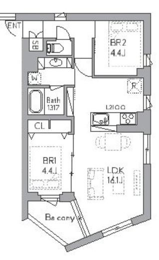 クラリティア都立大学 404 間取り図