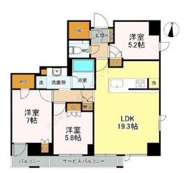 クレヴィア小杉御殿町 4階 間取り図