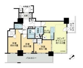 プラウドタワー平井 23階 間取り図