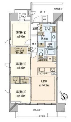 パークホームズ登戸ステーションアヴェニュー 11階 間取り図