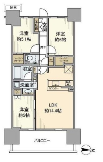 シティテラス東陽町 14階 間取り図