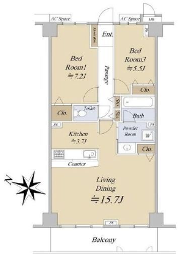 ルピナス渋谷桜丘ガーデンコート 2階 間取り図