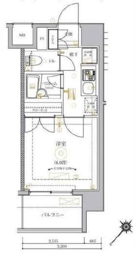 MAXIV関内 (マキシヴ関内) 6階 間取り図