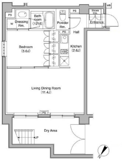 コートレアル三田綱町 102 間取り図