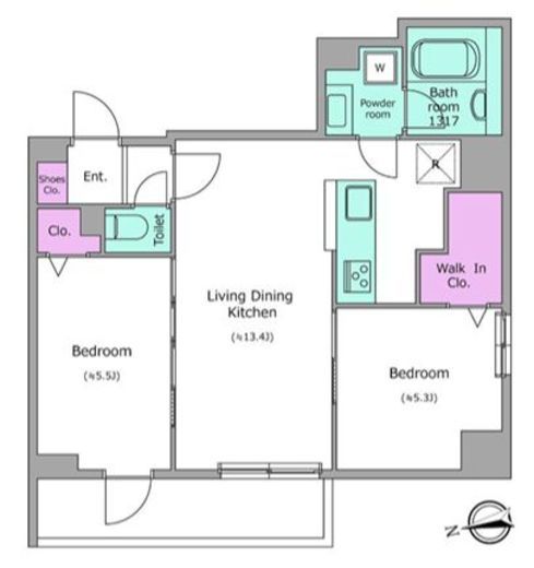ドゥーエ日暮里Ⅲ 305 間取り図