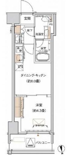 プライムネクサス大森北 224 間取り図