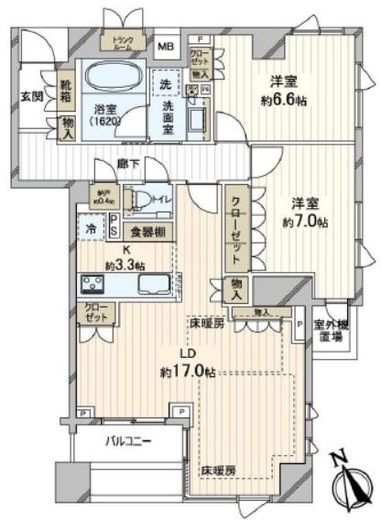 プラウド市谷仲之町ヒルトップ 4階 間取り図