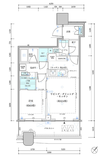 パークタワー勝どきミッド/サウス 6階 間取り図