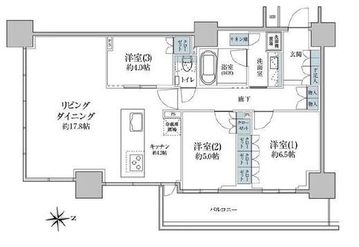 プライムパークス品川シーサイド ザ・タワー 6階 間取り図