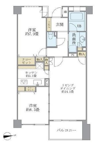 アパートメンツ東山 308 間取り図