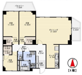 平河マンション 4階 間取り図