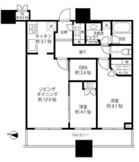 パークタワーグランスカイ 16階 間取り図