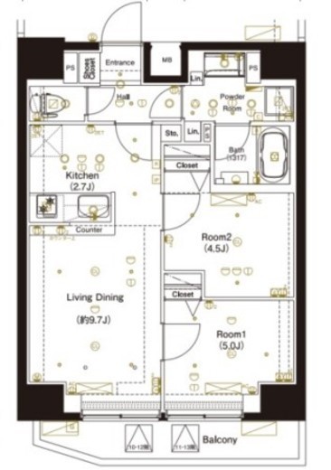 マーロ後楽園 1001 間取り図