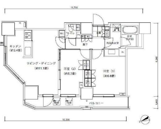 パークキューブ愛宕山タワー 2201 間取り図
