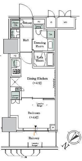 ONE ROOF RESIDENCE NISHI NIPPORI (ワンルーフレジデンス西日暮里) 1302 間取り図