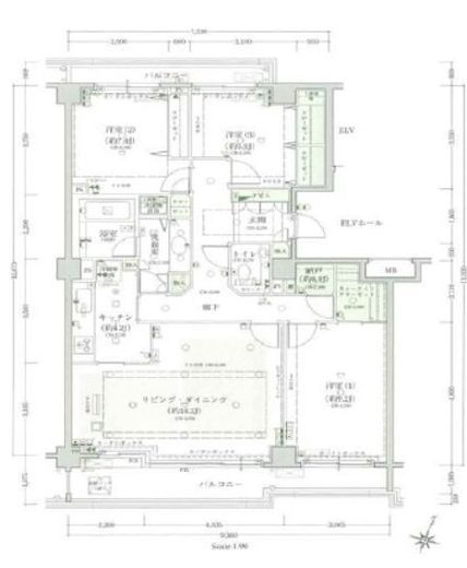 パークハウス上野毛 4階 間取り図
