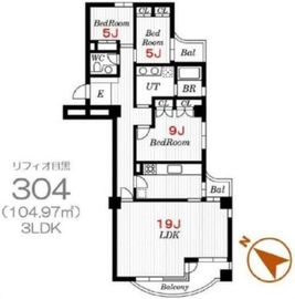 リフィオ目黒 304 間取り図