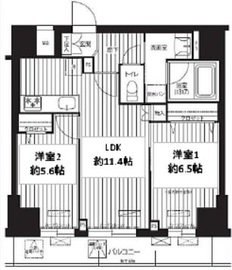 プレジールテアトル用賀 202 間取り図