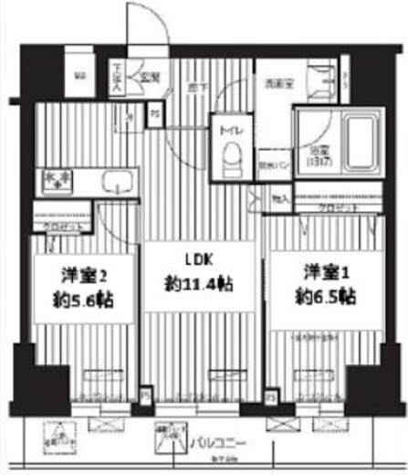 プレジールテアトル用賀 402 間取り図