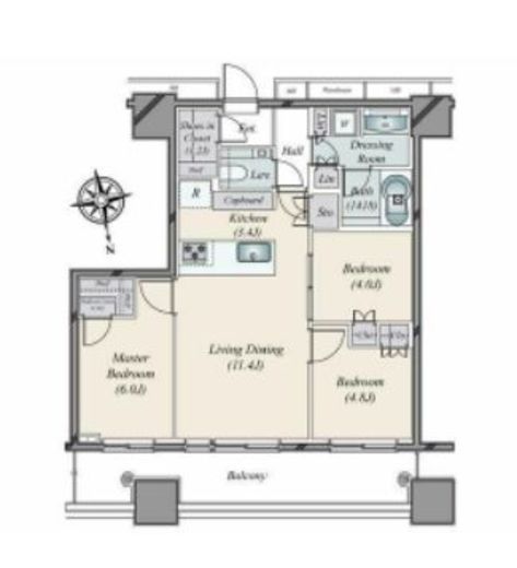 WORLD TOWER RESIDENCE 44階 間取り図