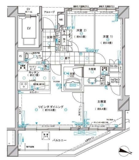 クレッセント中山 7階 間取り図