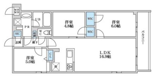 S-RESIDENCE富士見ヶ丘afford (エスレジデンスフジミガオカアフォード) 503 間取り図