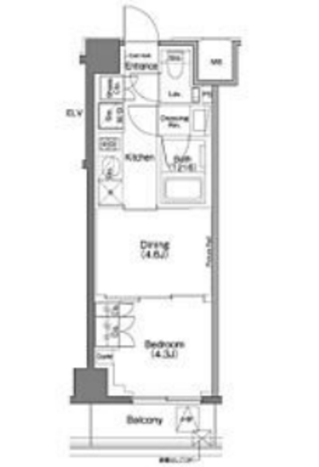 ザ・パークハビオSOHO祐天寺 406 間取り図