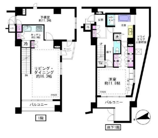 アトラス四谷本塩町 1階 間取り図