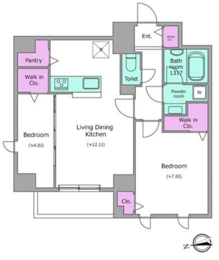 ドゥーエ日暮里Ⅲ 701 間取り図