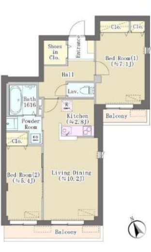 HILL TOP RESIDENCE OSAKI 206 間取り図