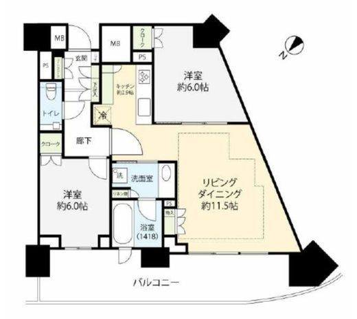 HARUMI FLAG SUN VILLAGE (晴海フラッグ サンヴィレッジ) 11階 間取り図