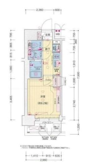 プレサンス横浜鶴見市場シュネル 7階 間取り図