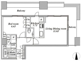 プラウドタワー東五反田 4階 間取り図